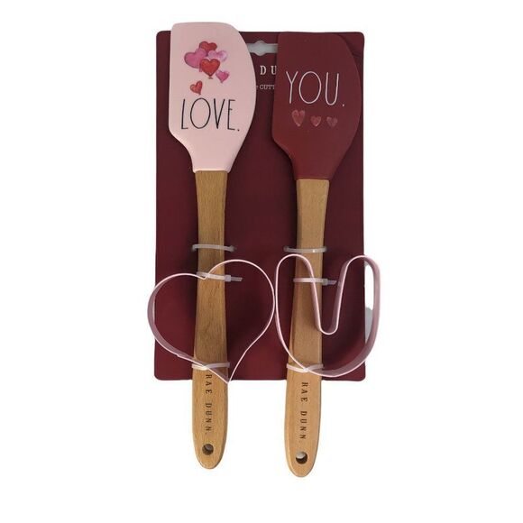 Rae Dunn LOVE YOU spatula cookie cutter set - Picture 2 of 2